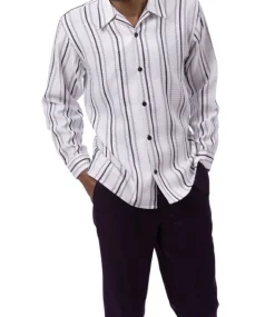 Men’s 2 Piece Grape Vertical Stripe Pattern Long Sleeve Walking Suit