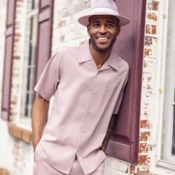Men's 2 Piece Short Sleeve Mauve Walking Suit