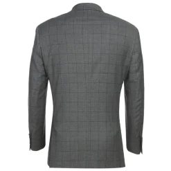 Men's 2 Piece Slim Fit Gray Check Double Breasted Suit