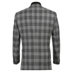 Men's Slim Fit Gray Wool Blazer with Bib