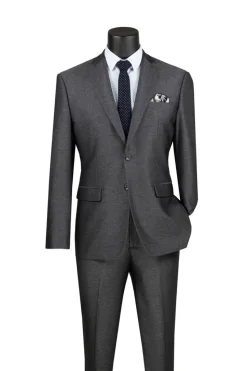 Men's Slim Fit 2 Piece Suit Single Breasted 2 Button Design Smoke