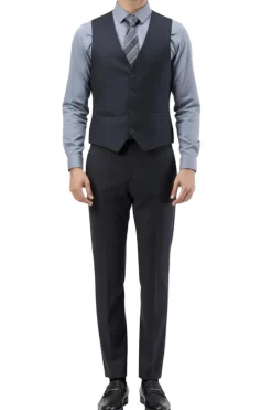 Men's Slim Fit Solid Charcoal 3 Piece Suit
