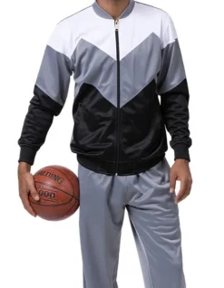 Men's Track Suit Chevron Design in Gray & Black