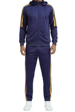 Men's Track Suit with Detachable Hood in Purple