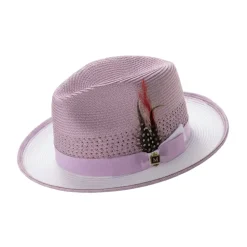 Men’s Two-Tone Braided Fedora Hat Lavender/White