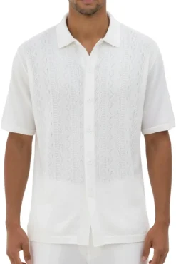 Men's White Embroidered 2 Piece Walking Suit Set