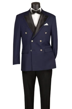 Midnight Navy Modern Fit Double-Breasted Tuxedo Blazer