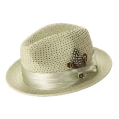 Mint Solid Color Pinch Braided Fedora With Matching Satin Ribbon
