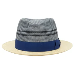 Mirage Collection - Denim Blue Semi Crushable Pinch Front Snap Brim Fedora Hat