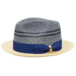 Mirage Collection - Denim Blue Semi Crushable Pinch Front Snap Brim Fedora Hat