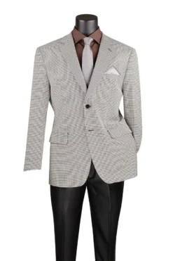 Modern Fit Black Houndstooth Pattern Jacket