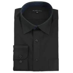 Modern Fit Dress Shirt Convertible Cuff in Black