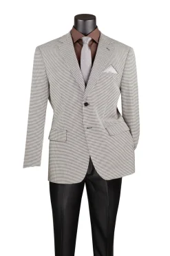 Modern Fit Black Houndstooth Pattern Jacket