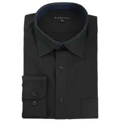 Modern Fit Dress Shirt Convertible Cuff in Black
