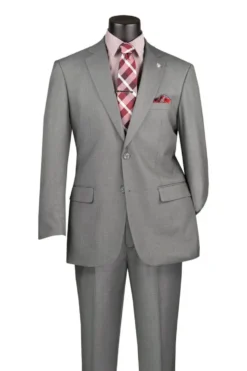Monte Carlo Collection - Regular Fit 2 Piece 2 Button Textured Weave In Gray