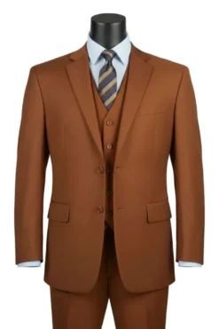 Morgan Collection - Regular Fit 3 Piece Suit 2 Button Cognac