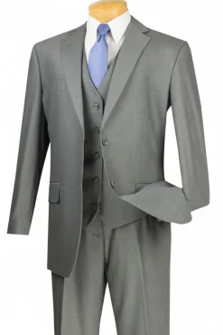Morgan Collection - Regular Fit 3 Piece Suit 2 Button Medium Gray