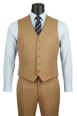 Morgan Collection - Regular Fit 3 Piece Suit 2 Button Khaki
