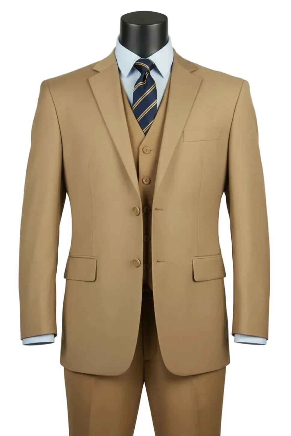 Morgan Collection - Regular Fit 3 Piece Suit 2 Button Khaki