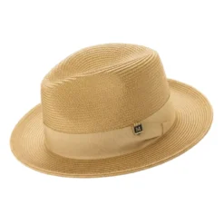 Mustard Braided Wide Brim Pinch Fedora Matching Grosgrain Ribbon