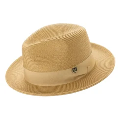 Mustard Braided Wide Brim Pinch Fedora Matching Grosgrain Ribbon