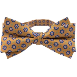 Mustard Floral Medallion Pattern Bow Tie