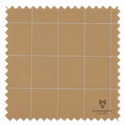 Naples Collection - Camel Modern Fit Double Breasted Windowpane Peak Lapel 2 Piece Suit
