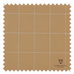 Naples Collection - Camel Modern Fit Double Breasted Windowpane Peak Lapel 2 Piece Suit