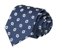Navy Geometric Pattern Print Tie