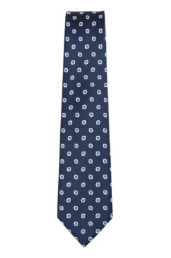 Navy Geometric Pattern Print Tie