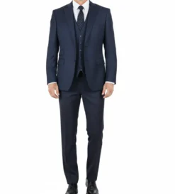 Navy Glen Plaid 3 Piece Regular Fit Suit