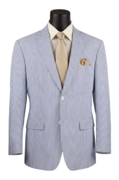 Navy Modern Fit Seersucker Suit With Adjustable Waistband Pants