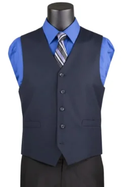 Navy Slim Fit Vest Single Breasted 5 Button Design