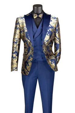 Navy Gold Modern Fit 3 Piece Suit