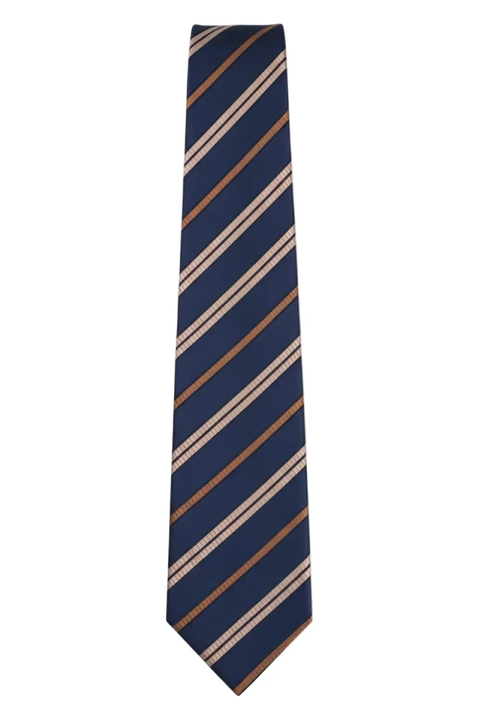Navy Tie with Diagonal Brown Stripe