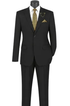 Nola Collection - Black Regular Fit 2 Piece Suit With Adjustable Waistband Pants