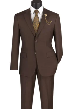 Nola Collection - Brown Regular Fit 2 Piece Suit With Adjustable Waistband Pants