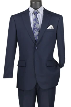 Nola Collection - Navy Regular Fit 2 Piece Suit With Adjustable Waistband Pants