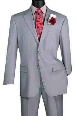 Nola Collection - Light Gray Regular Fit 2 Piece Suit With Adjustable Waistband Pants