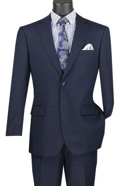 Nola Collection - Navy Regular Fit 2 Piece Suit With Adjustable Waistband Pants