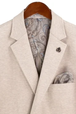 Oatmeal Modern Fit Textured Pick Stitch Blazer
