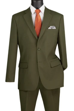 Olive Regular Fit Men's 2 Piece Business Suit 2 Button