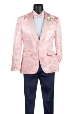 Pink Slim Fit Fashion Jacket Shawl Lapel