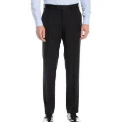 Pre-Hemmed Flat Front Adjustable Waistband Pants - Black