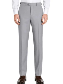 Pre-Hemmed Flat Front Adjustable Waistband Pants - Light Gray