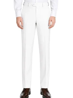Pre-Hemmed Flat Front Adjustable Waistband Pants - White
