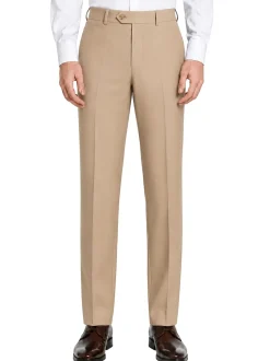 Pre-Hemmed Flat Front Adjustable Waistband Pants - Light Beige