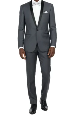 (38R, 38L) Slim Fit 2 Piece Heather Gray Tuxedo