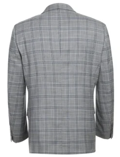 (44R) Lozano Collection - Men's 2 Piece Regular Fit Gray Plaid Suit