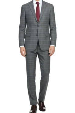 (40R) Men's 2 Piece Regular Fit Gray Check Suit